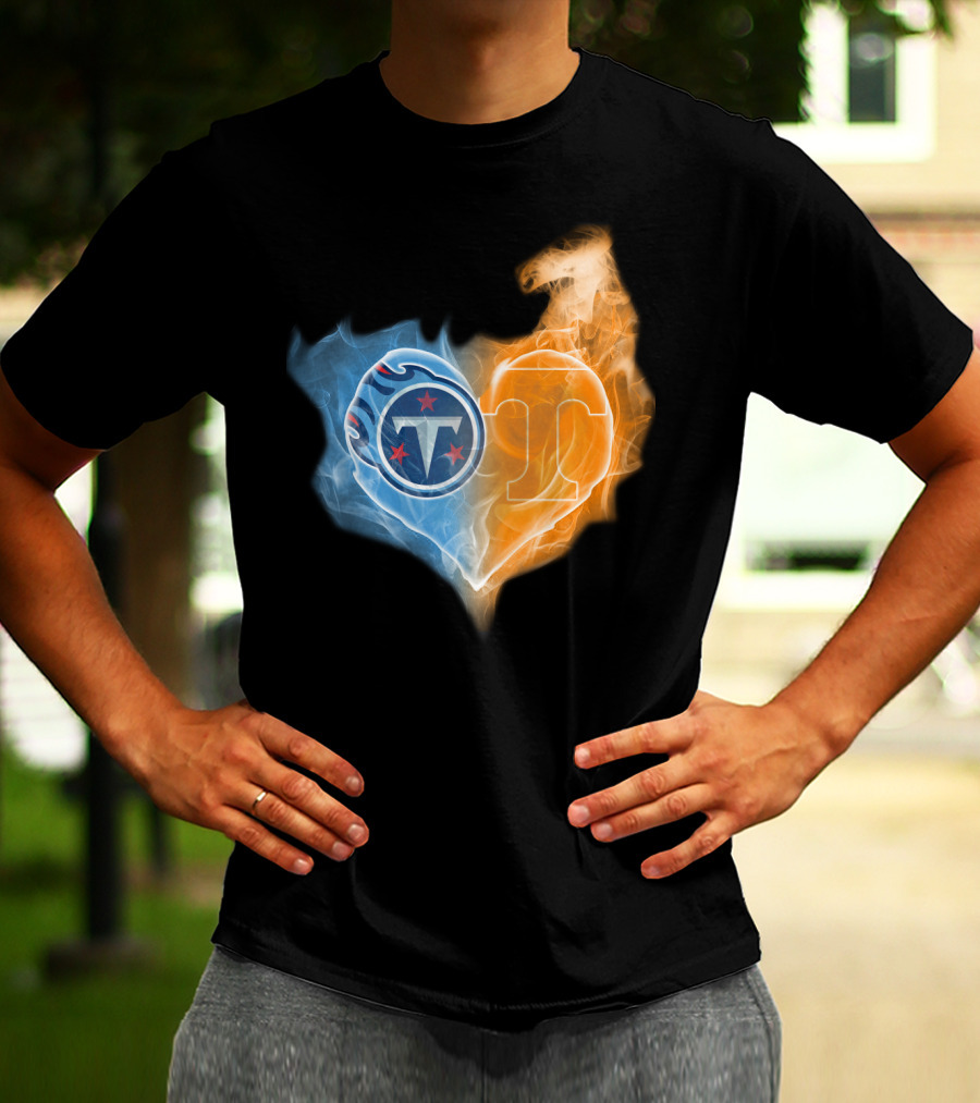 Tennessee Titans Volunteers Heart Flame Fusion T-Shirt
