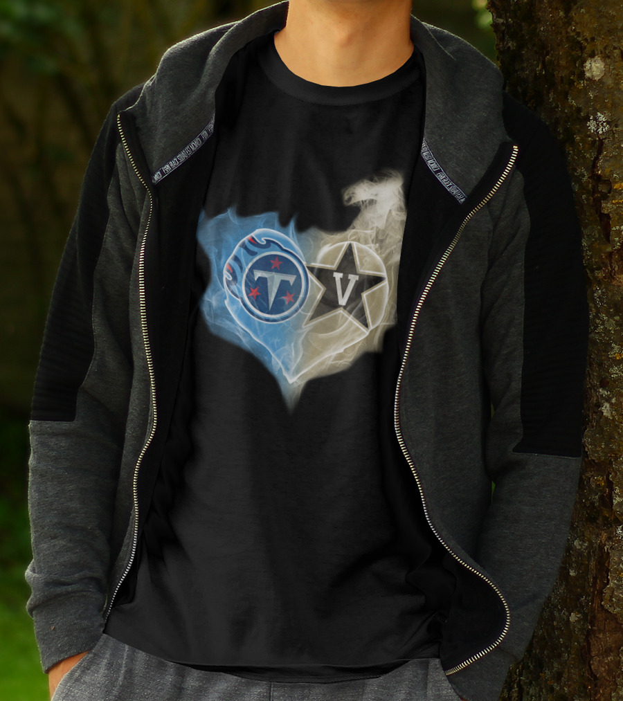 Tennessee Titans Vanderbilt Commodores Split Heart Logo Hybrid T-Shirt