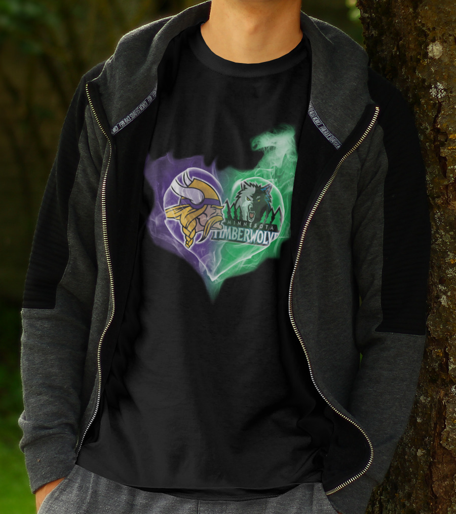 Minnesota Vikings Timberwolves Heart Smoke T-Shirt