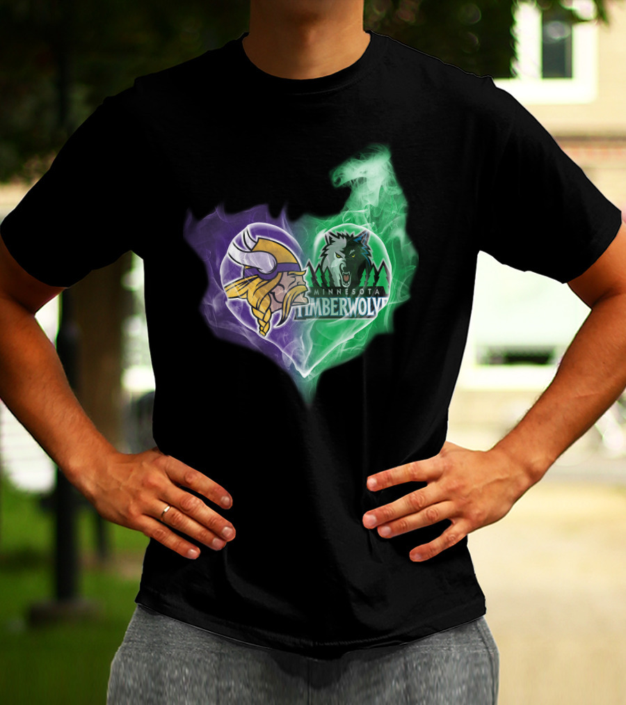 Minnesota Vikings Timberwolves Heart Smoke T-Shirt