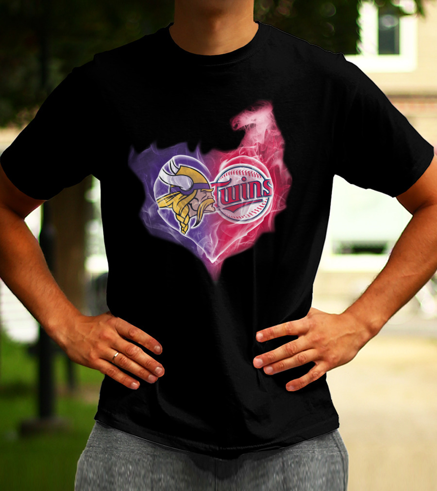 Minnesota Vikings Twins Heart Smoke Unity T-Shirt