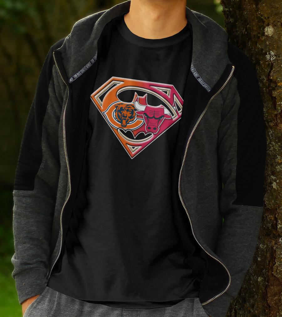 Chicago Bears Bulls Superman Logo Fusion T-Shirt