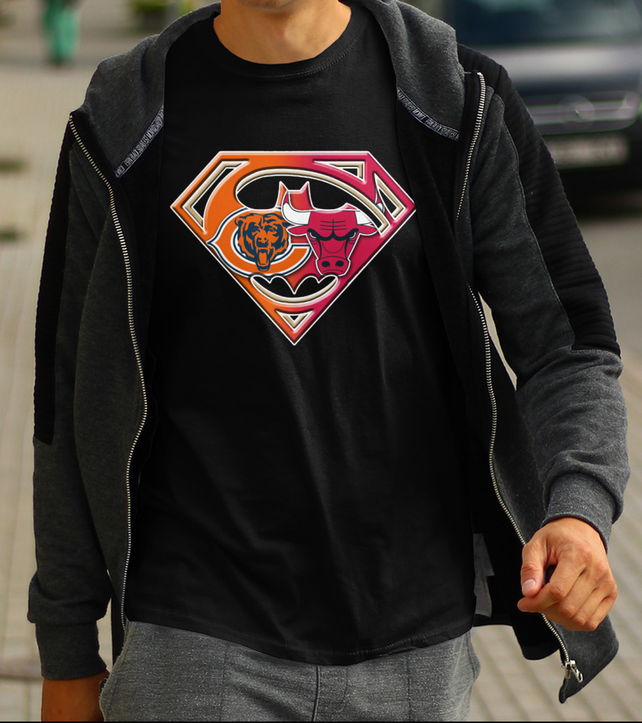 Chicago Bears Bulls Superman Logo Fusion T-Shirt