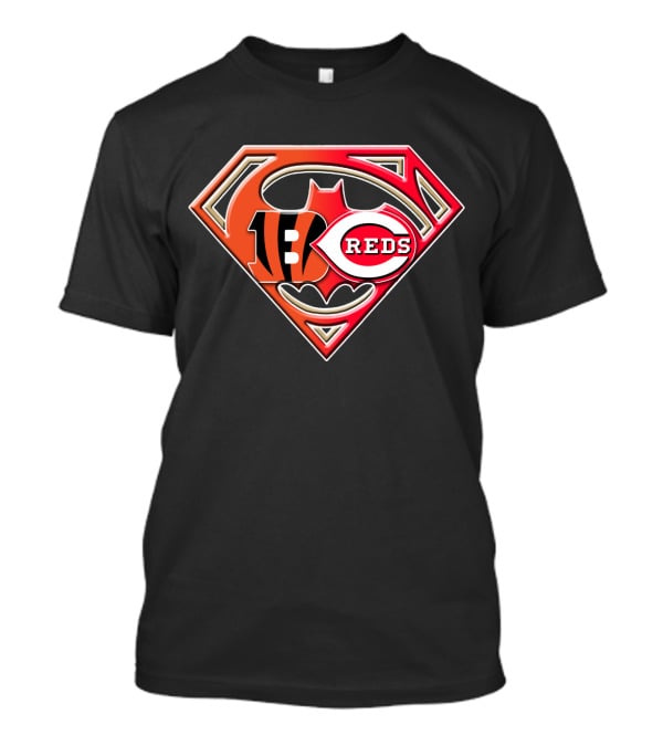 Cincinnati Bengals Reds Superman Batman Logo Fusion T-Shirt