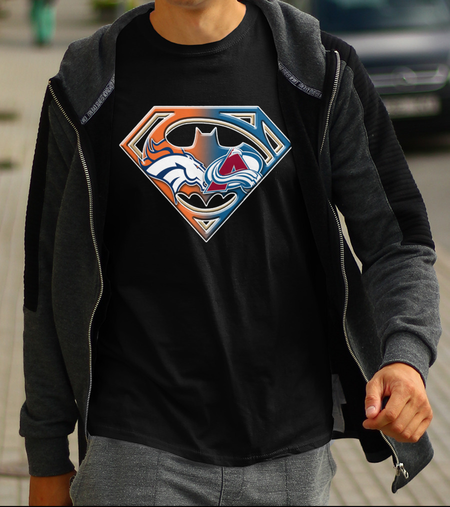 Denver Broncos Colorado Avalanche Batman Superman Logo Bat 016 T-Shirt