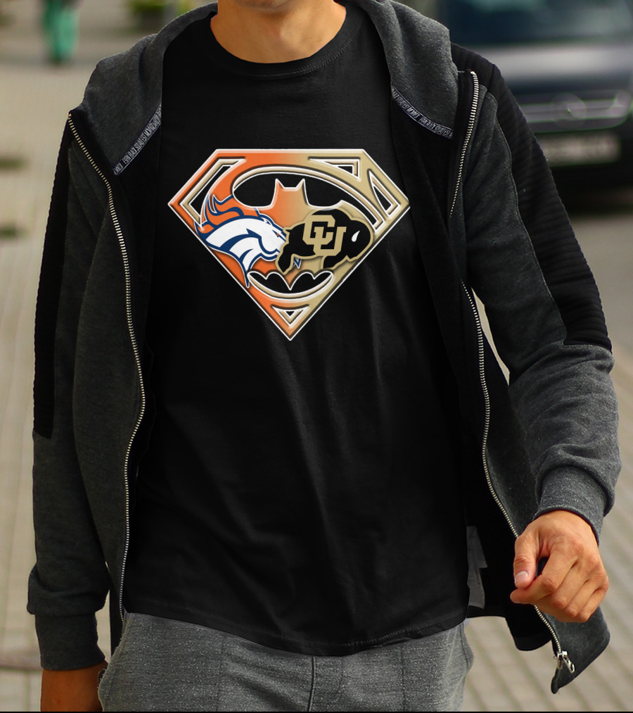 Denver Broncos Colorado Buffaloes Superman Batman Logo Combination T-Shirt
