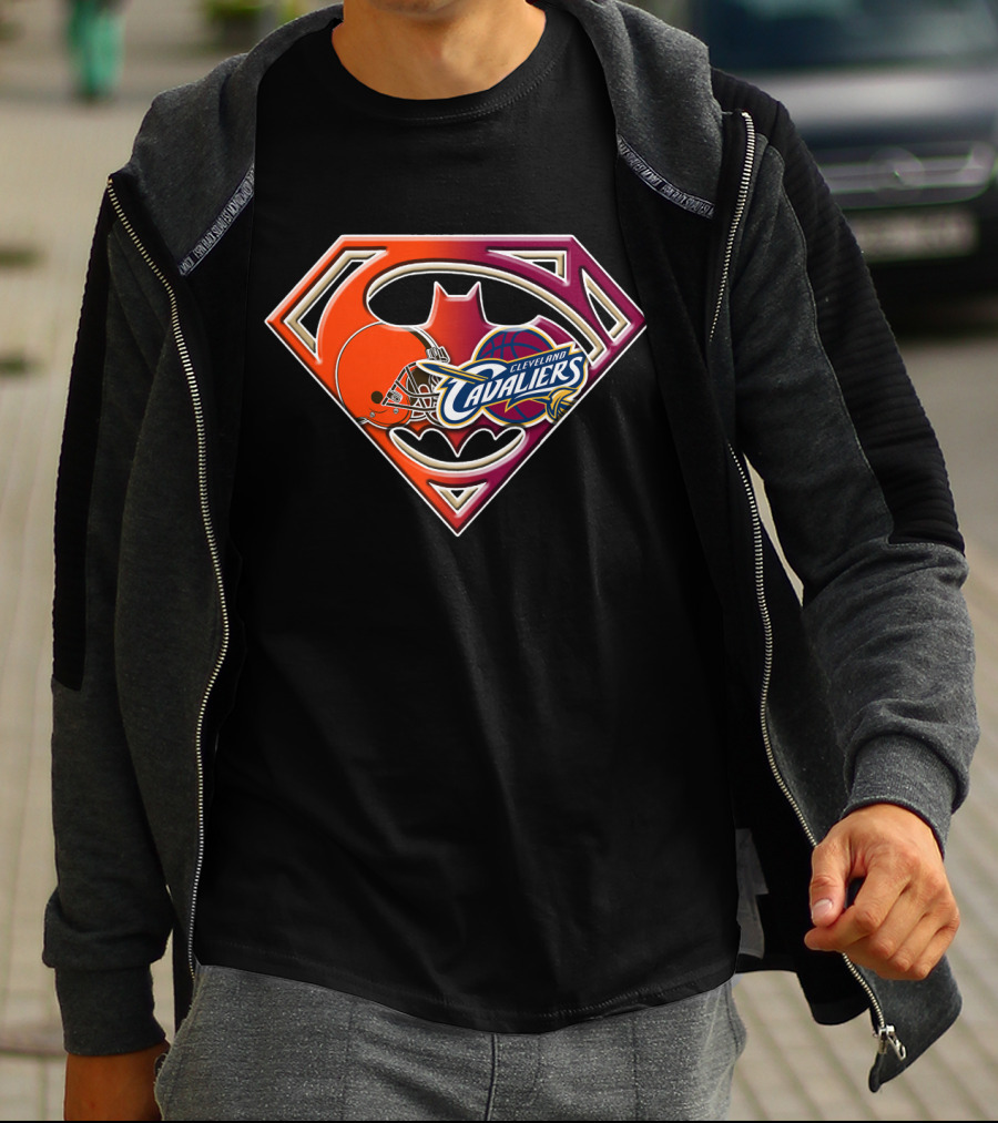 Cleveland Cavaliers Browns Super Bat 021 Logo Fusion T-Shirt