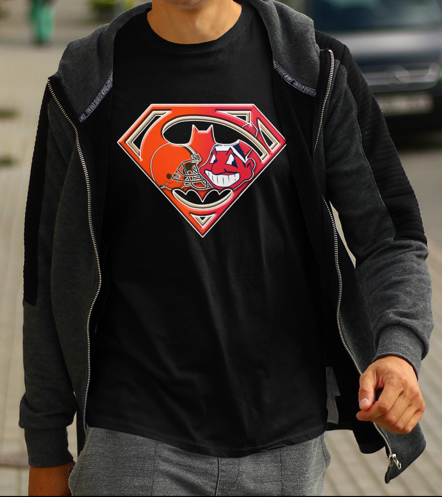 Cleveland Browns Superman Logo Chief Wahoo Fusion T-Shirt