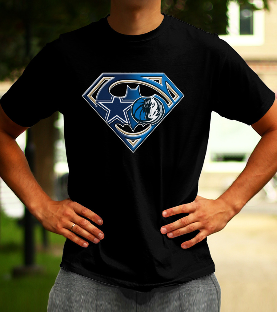 Dallas Cowboys Mavericks Batman Superman Emblem Bat 046 T-Shirt