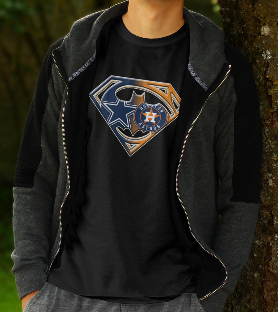 Dallas Cowboys Houston Astros Superman Batman Logo Mashup T-Shirt
