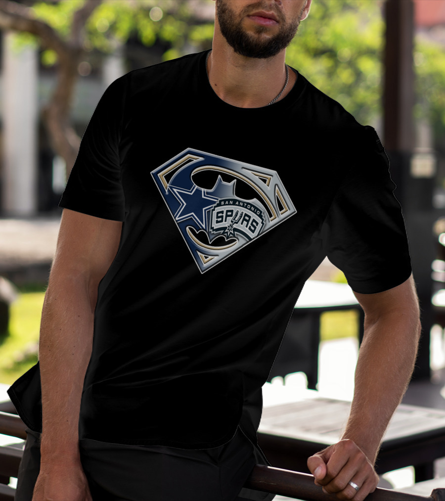 Superman Batman Dallas Cowboys San Antonio Spurs Logo Mashup T-Shirt