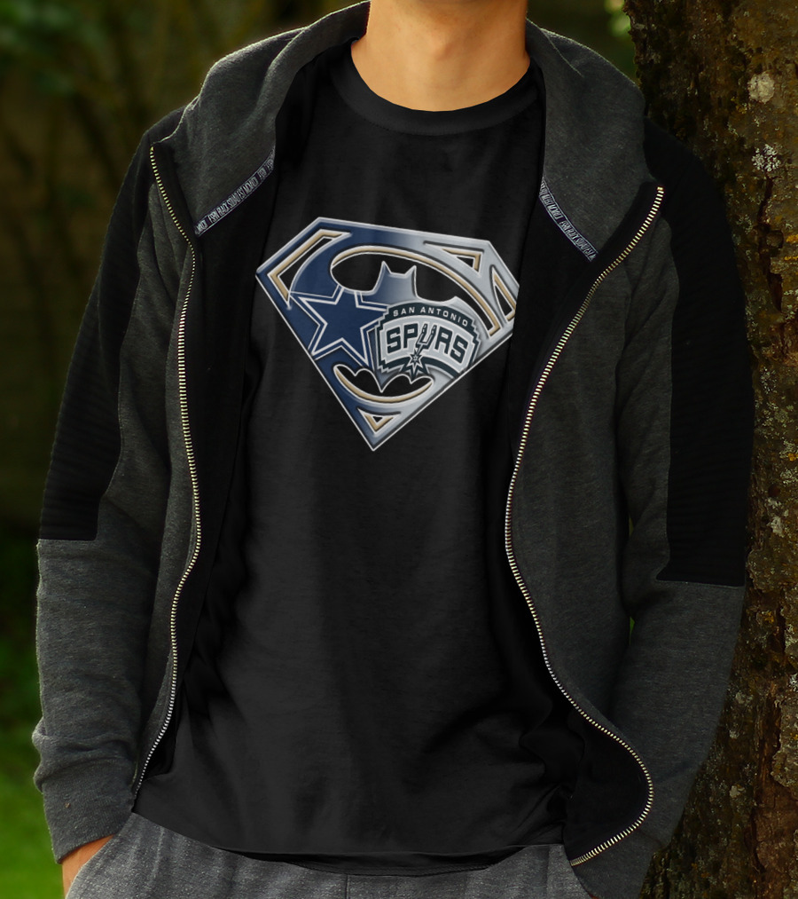 Superman Batman Dallas Cowboys San Antonio Spurs Logo Mashup T-Shirt