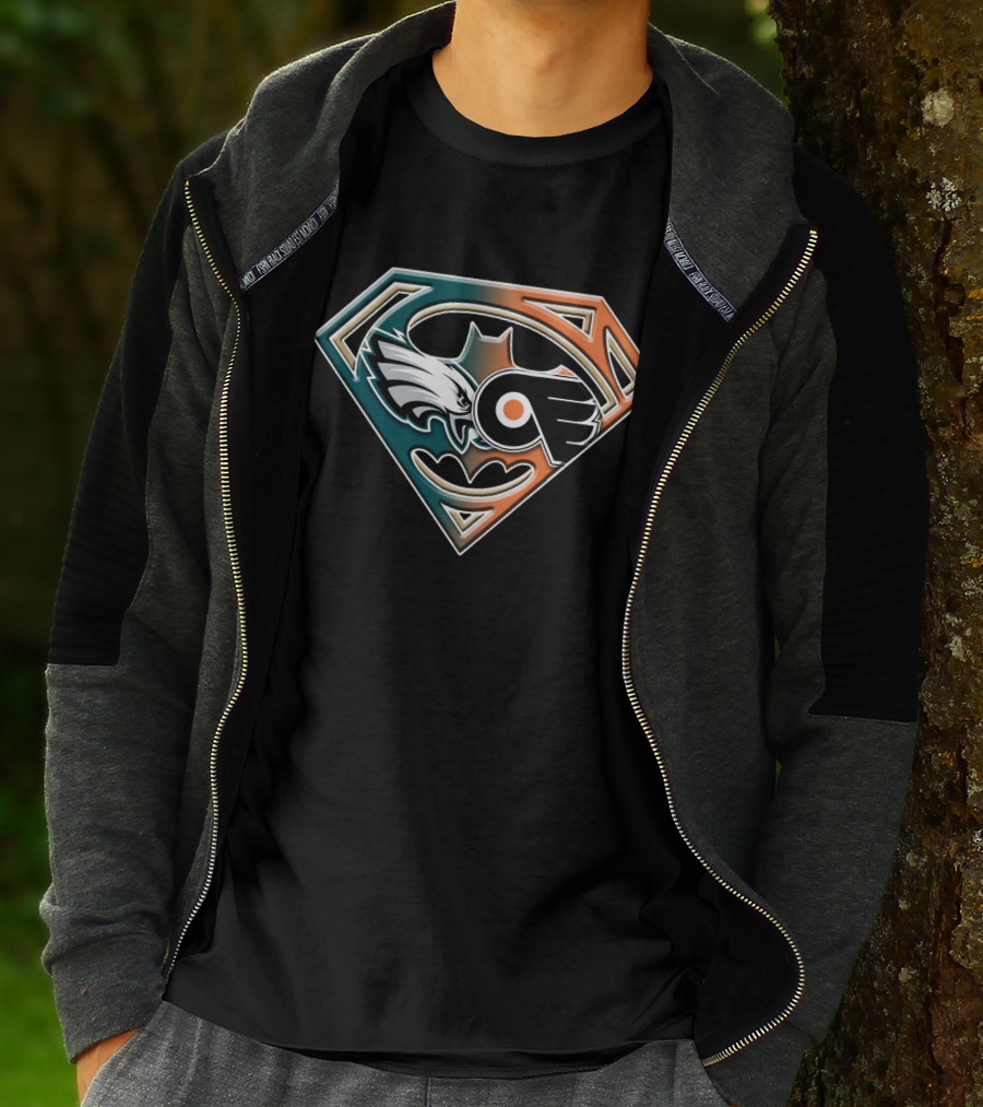 Eagles Flyers Batman Superman Logo Mashup T-Shirt