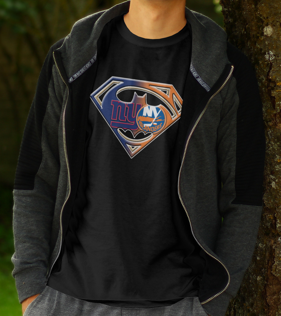 Ny Giants Ny Islanders Batman Superhero Crossover T-Shirt