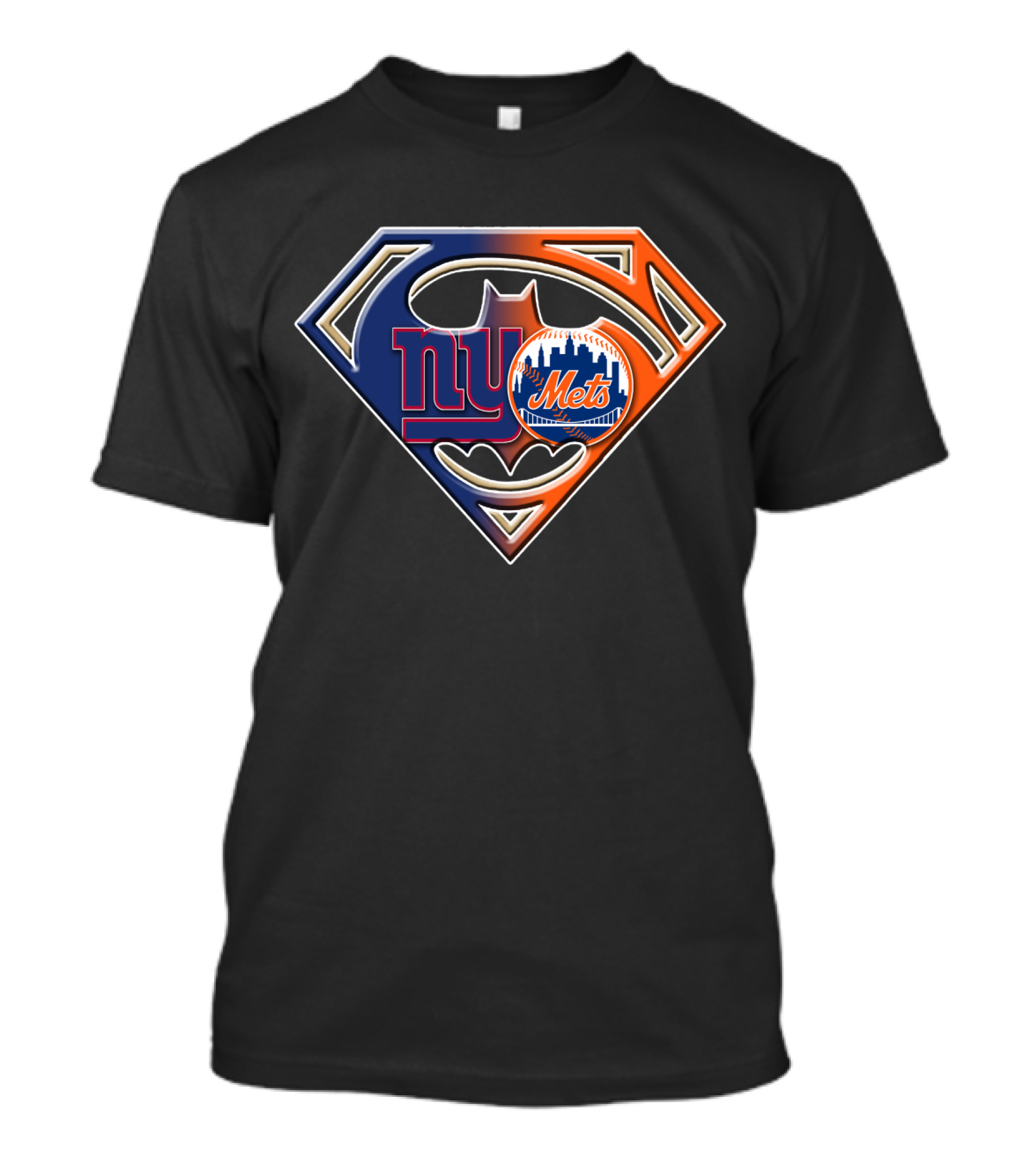 Ny Giants Mets Superman Batman Logo Fusion T-Shirt