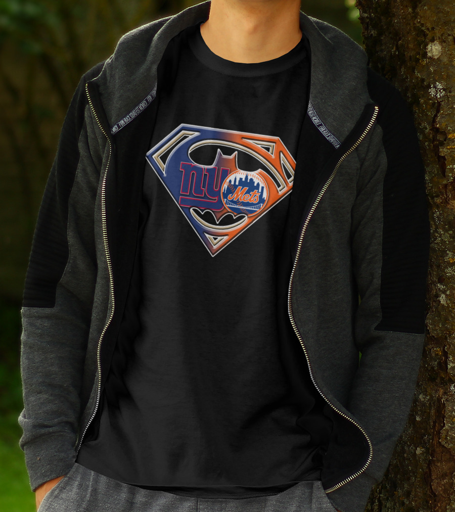 Ny Giants Mets Superman Batman Logo Fusion T-Shirt