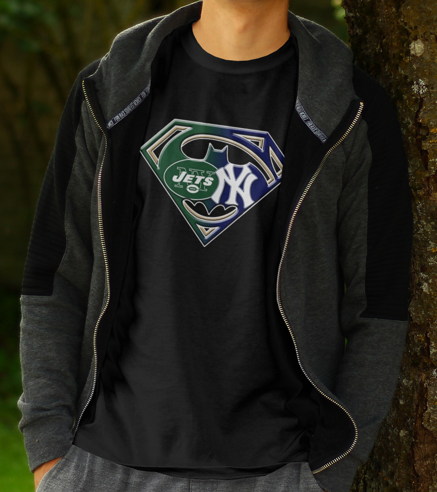 New York Jets Yankees Superman Batman T-Shirt