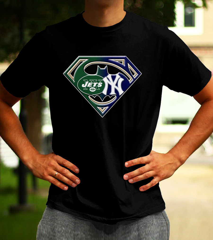 New York Jets Yankees Superman Batman T-Shirt