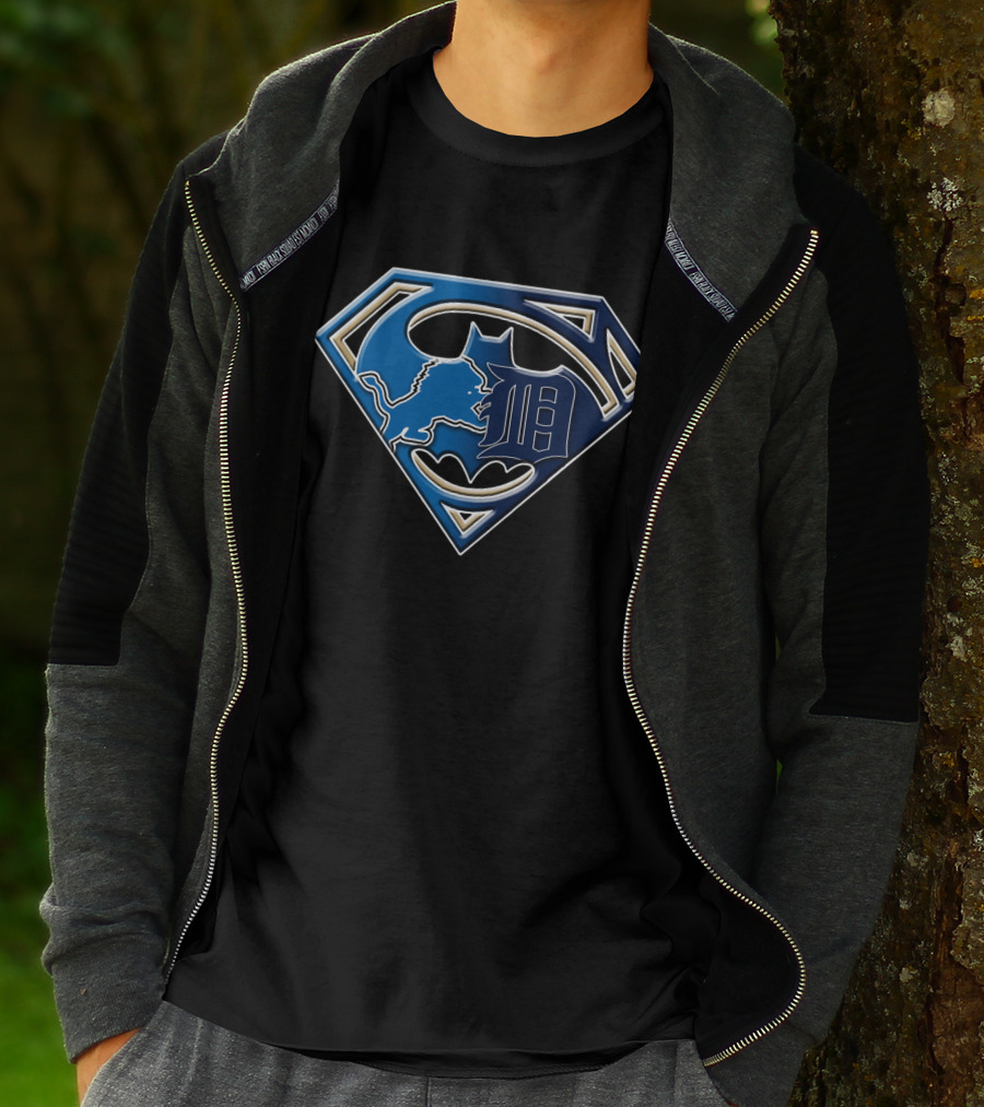 Detroit Lions Batman Superman Logo Fusion Bat 076 T-Shirt