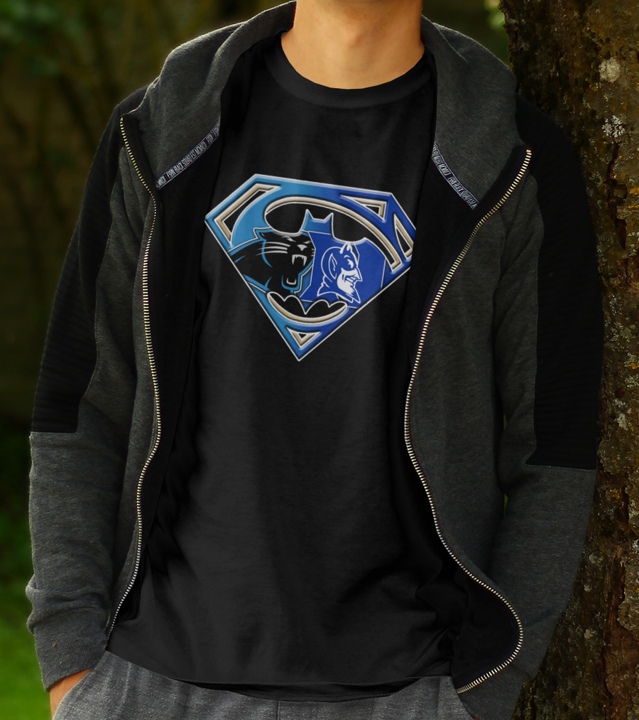 Superman Logo Carolina Panthers Duke Blue Devils Batman Bat T-Shirt
