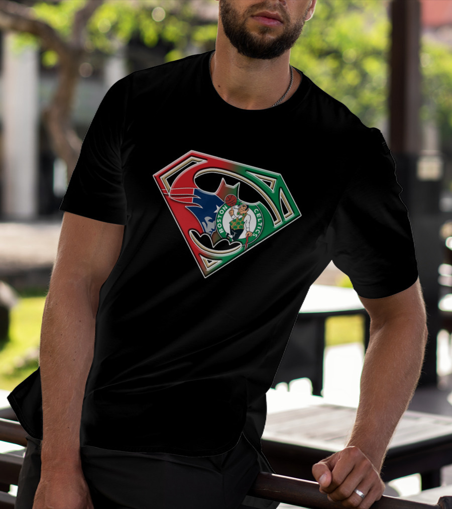 Batman Superman Boston Celtics Logo Fusion T-Shirt