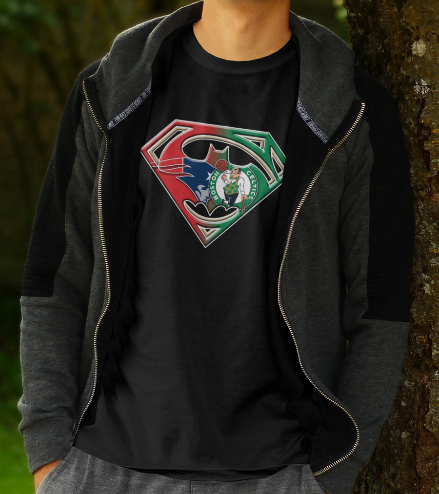 Batman Superman Boston Celtics Logo Fusion T-Shirt