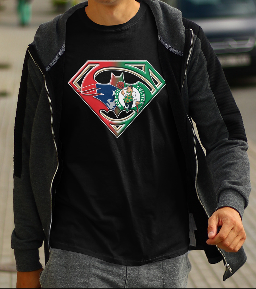 Batman Superman Boston Celtics Logo Fusion T-Shirt