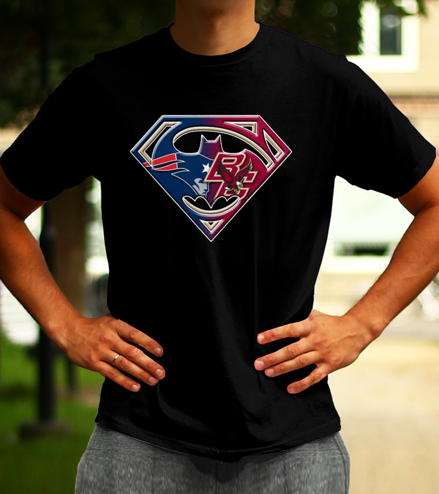Superhero Boston Patriots College Eagles Logo Fusion T-Shirt