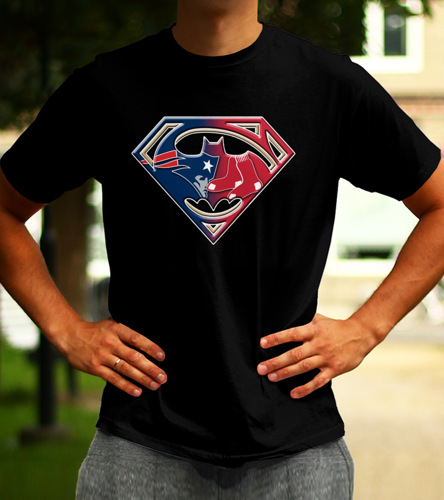 Superman New England Patriots Boston Red Sox Logo Fusion T-Shirt