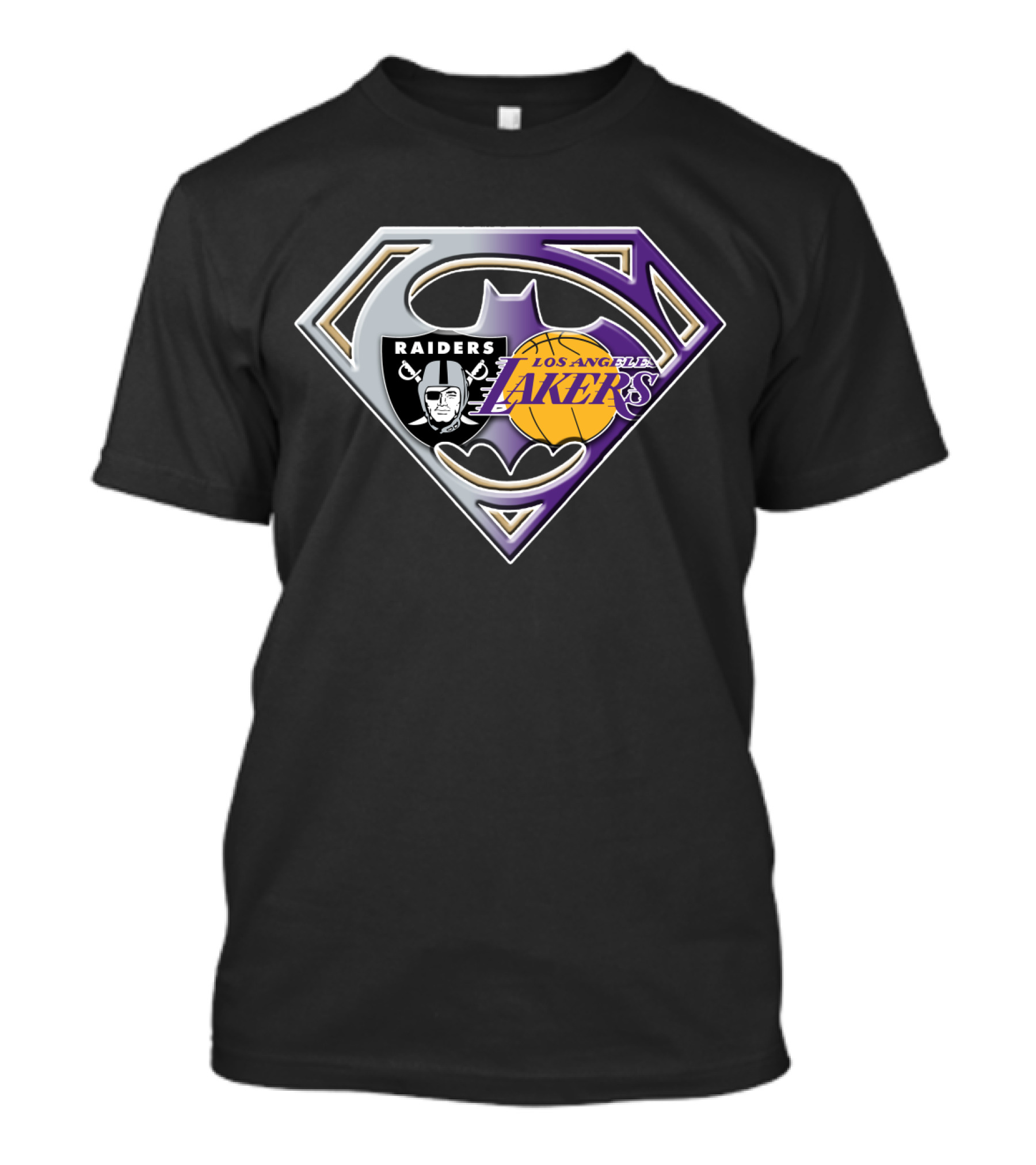 Los Angeles Lakers And Raiders Logo Fusion Batman Superman Symbol Bat 096 T-Shirt