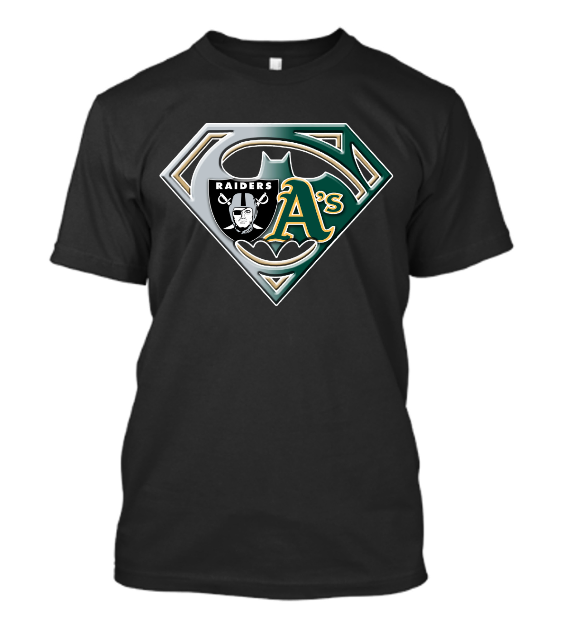 Raiders A's Superman Batman Crossover Logo Bat 097 T-Shirt