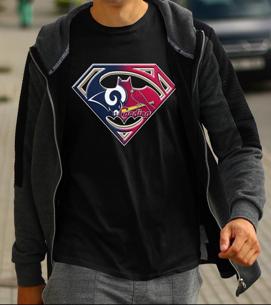 Rams Cardinals Superman Logo Fusion T-Shirt