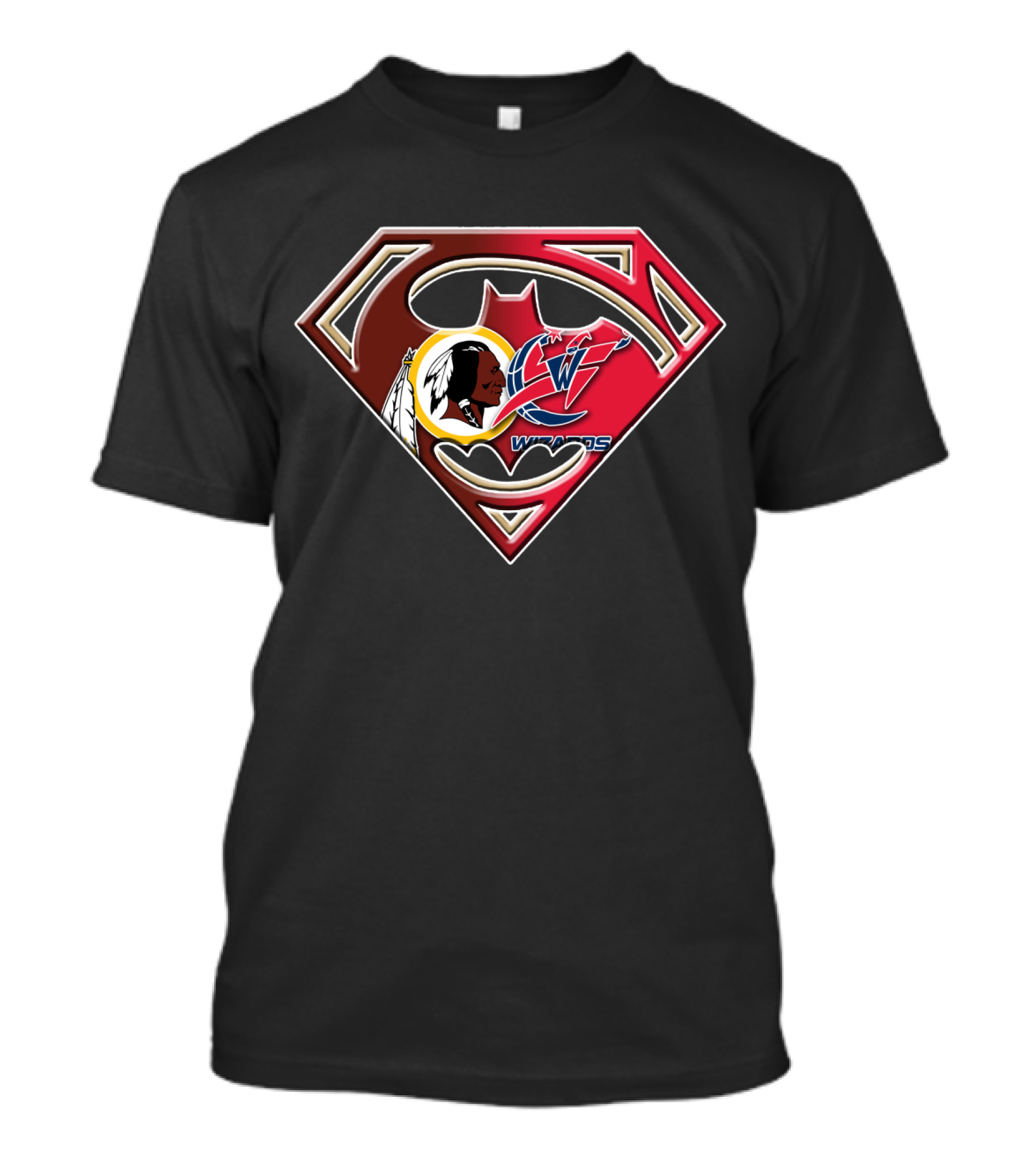 Washington Wizards Redskins Superman Bat Symbol Fusion T-Shirt