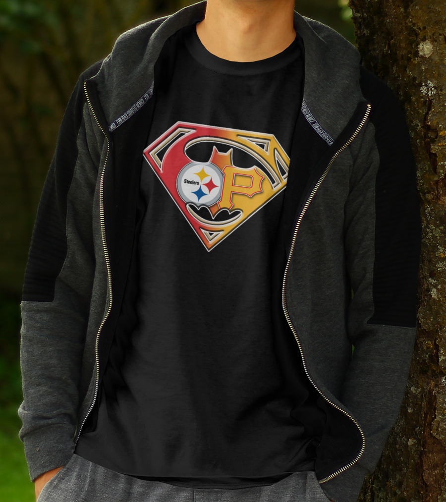 Steelers Pirates Superman Batman Logo Combo T-Shirt
