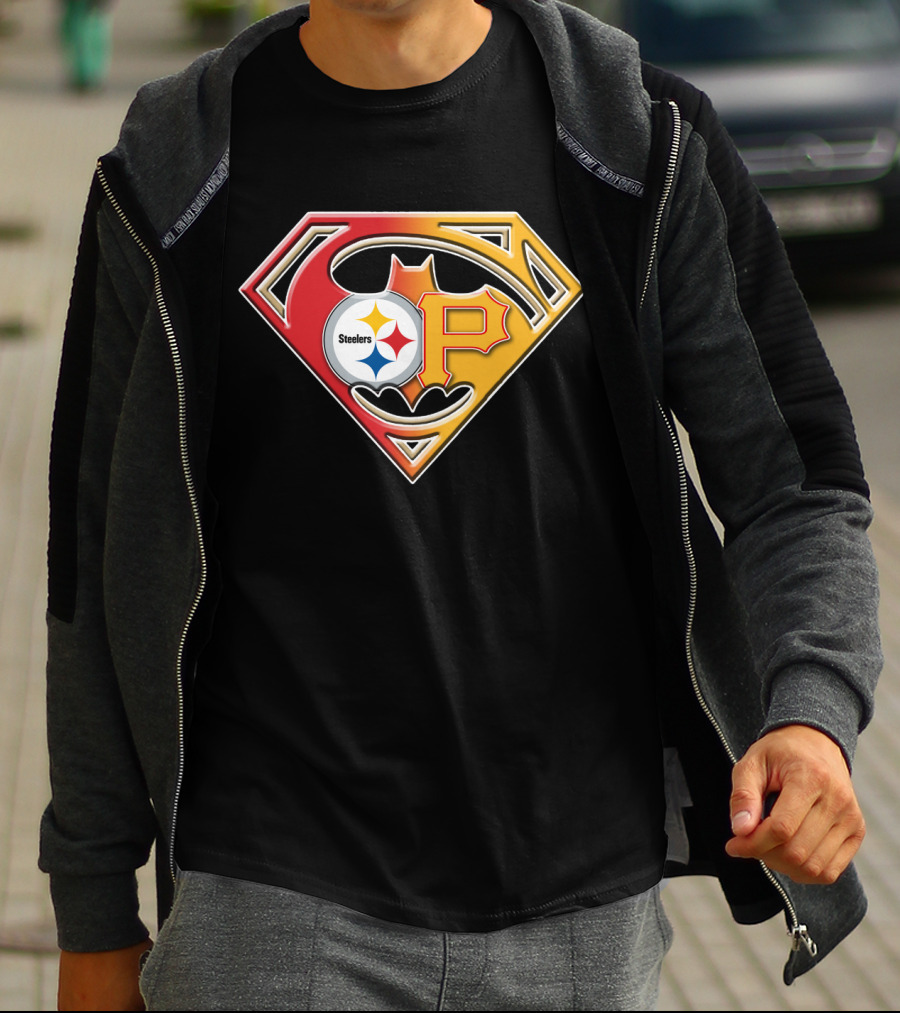 Steelers Pirates Superman Batman Logo Combo T-Shirt