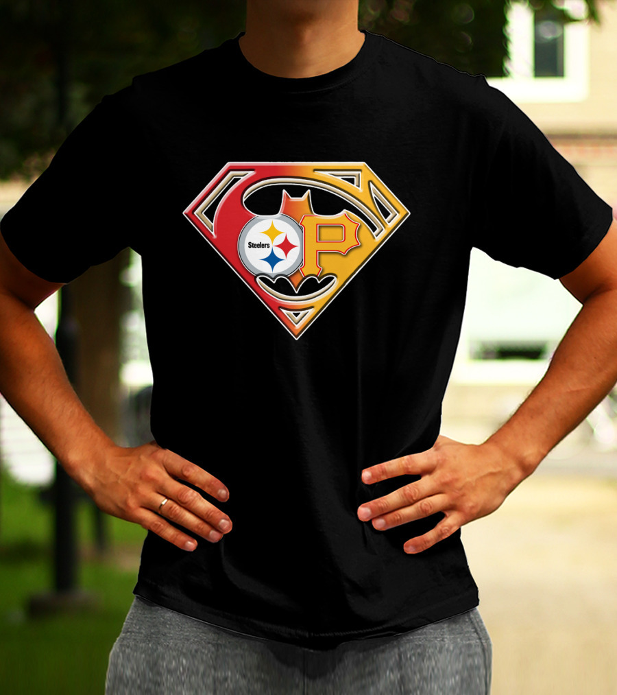Steelers Pirates Superman Batman Logo Combo T-Shirt