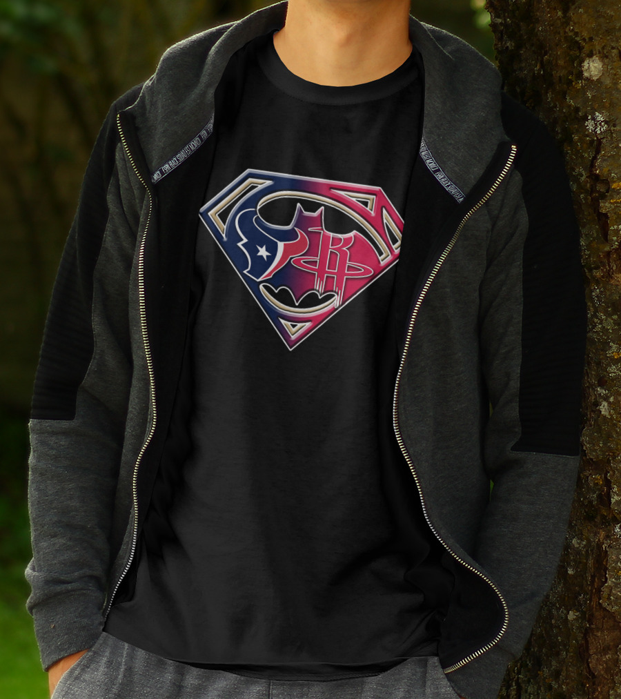 Houston Texans Batman Rockets Superman Logo Fusion T-Shirt