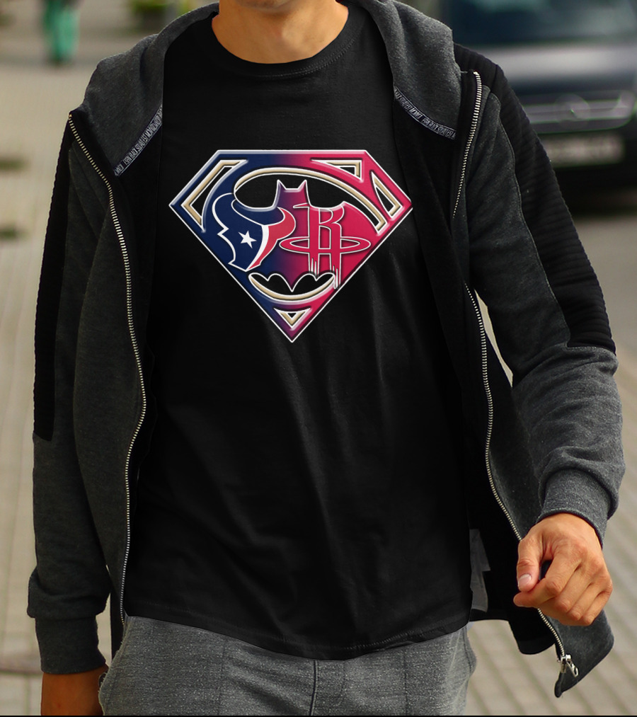 Houston Texans Batman Rockets Superman Logo Fusion T-Shirt