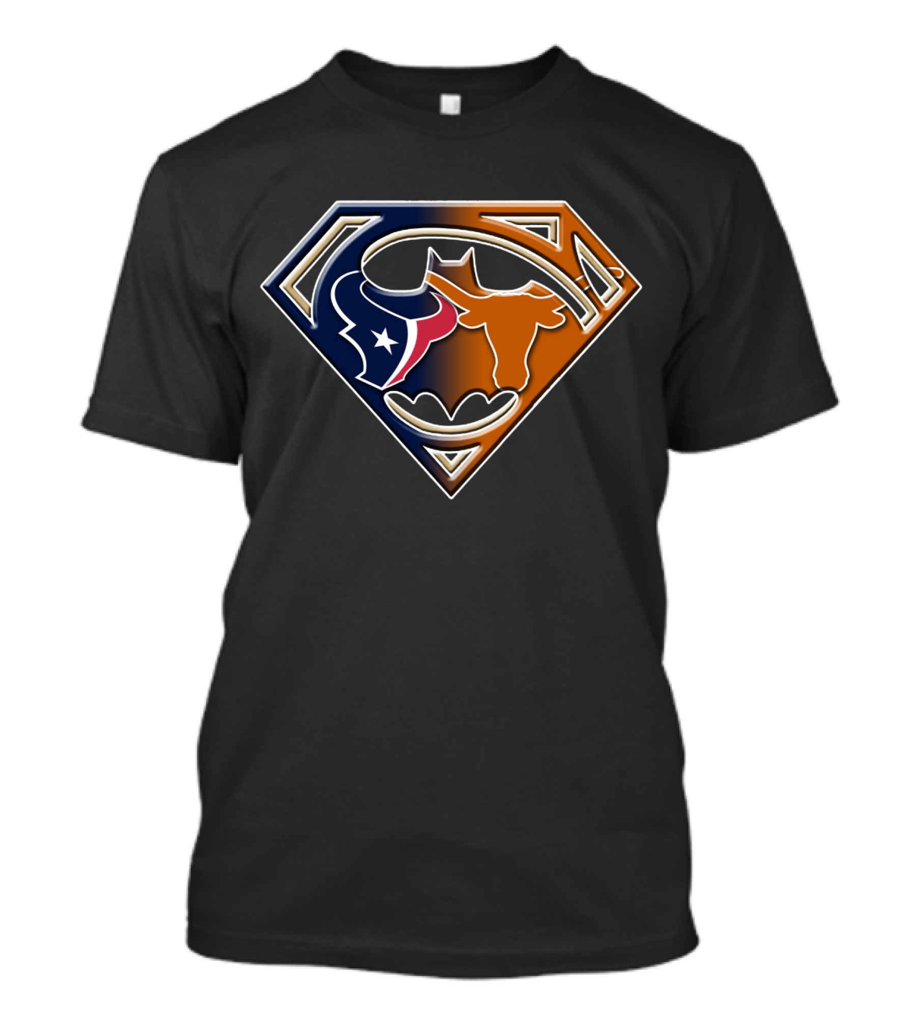 Superman Batman Houston Texans Chicago Bears Logo 124 T-Shirt