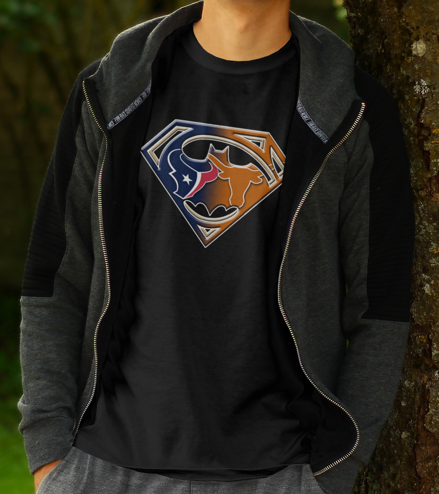 Superman Batman Houston Texans Chicago Bears Logo 124 T-Shirt