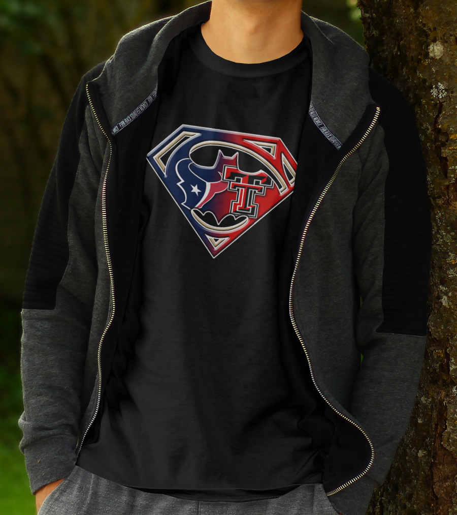 Houston Texans Texas Tech Superman Batman Combo T-Shirt