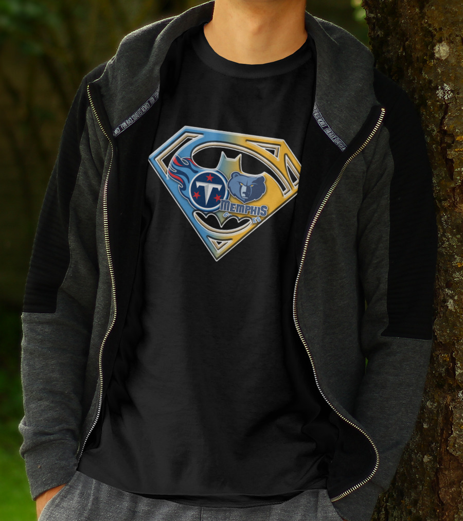 Memphis Grizzlies And Tennessee Titans Superhero Crossover Bat 128 T-Shirt