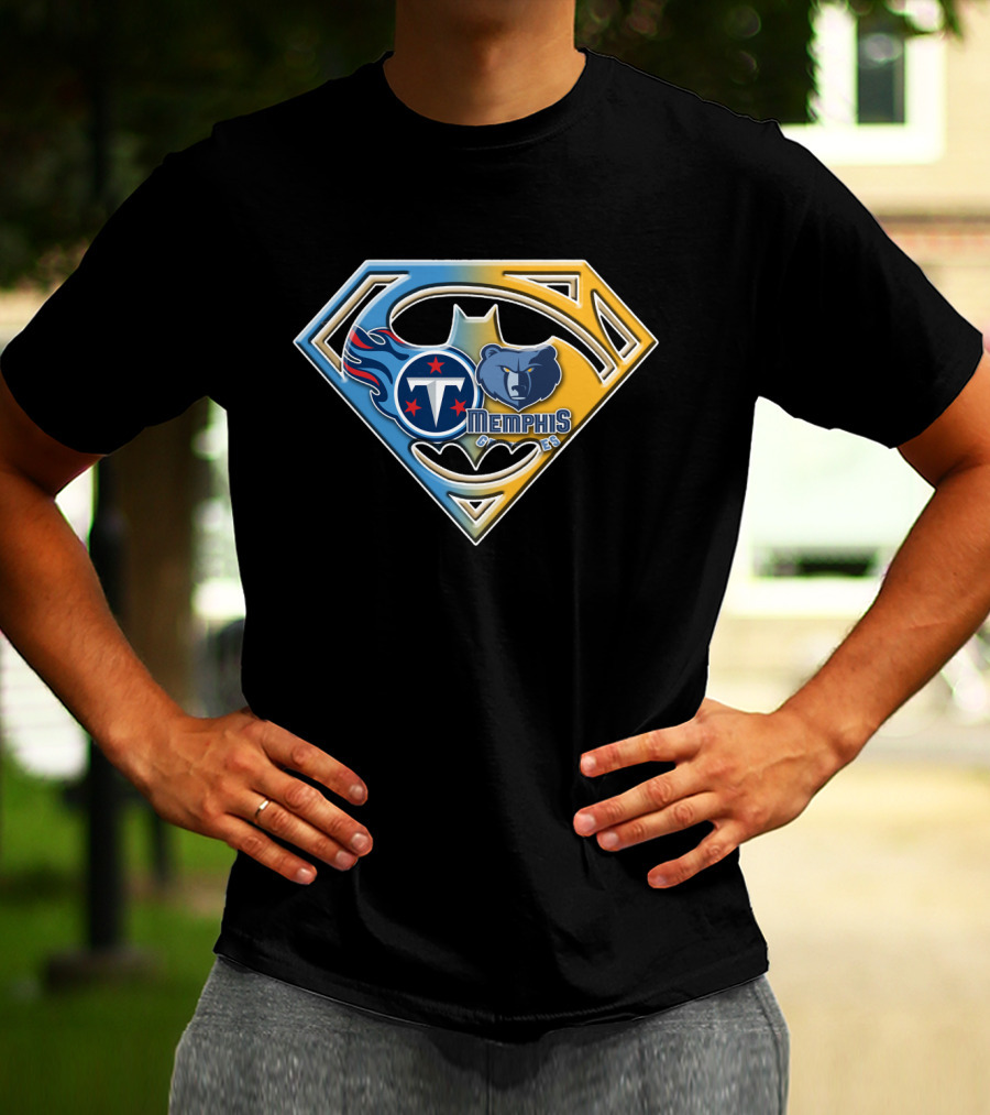 Memphis Grizzlies And Tennessee Titans Superhero Crossover Bat 128 T-Shirt