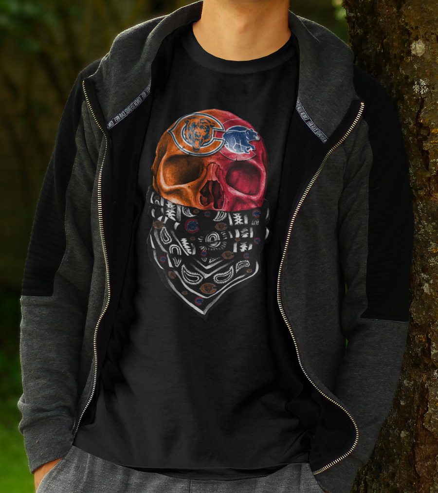 Chicago Bears Skull Bandana Paisley T-Shirt