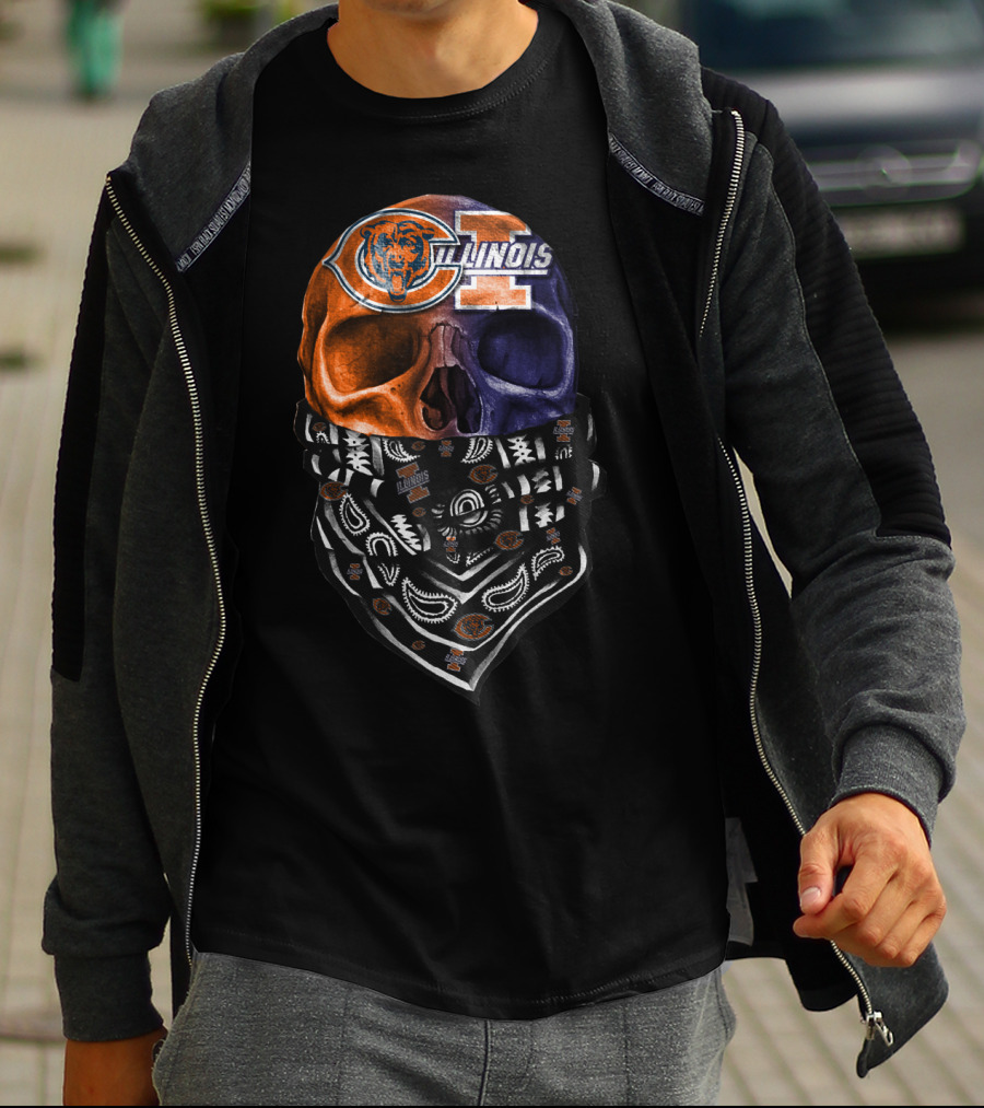 Chicago Bears Illinois Skull Bandana T-Shirt