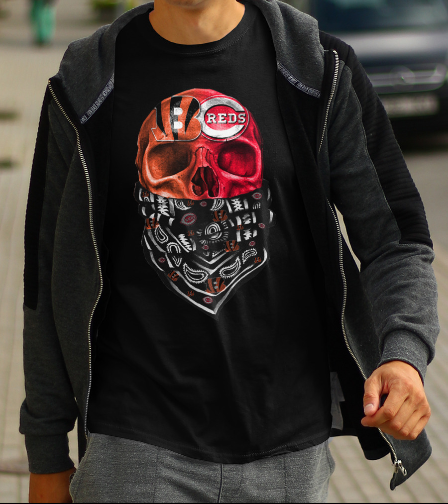 Bengals Reds Skull Bandana T-Shirt