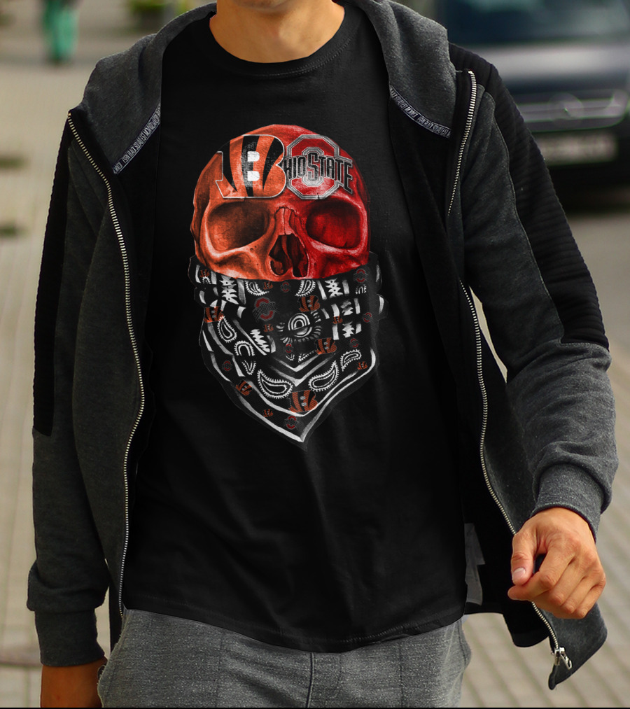 Bengals Ohio State Skull Bandana T-Shirt