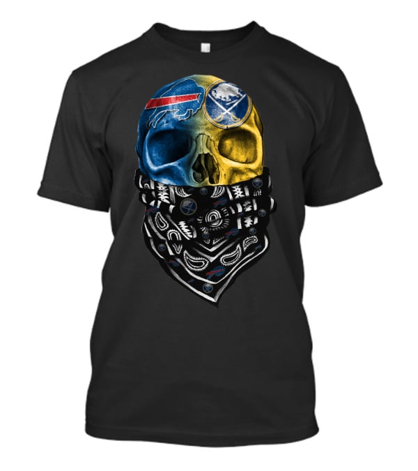 Buffalo Sabres Skull Bandana Blue And Yellow T-Shirt