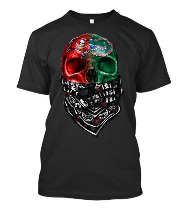 Sku 024 Tampa Bay Buccaneers Florida Gators Skull Bandana T-Shirt