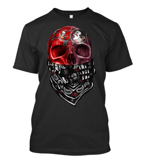 Tampa Bay Buccaneers Skull Bandana Art T-Shirt